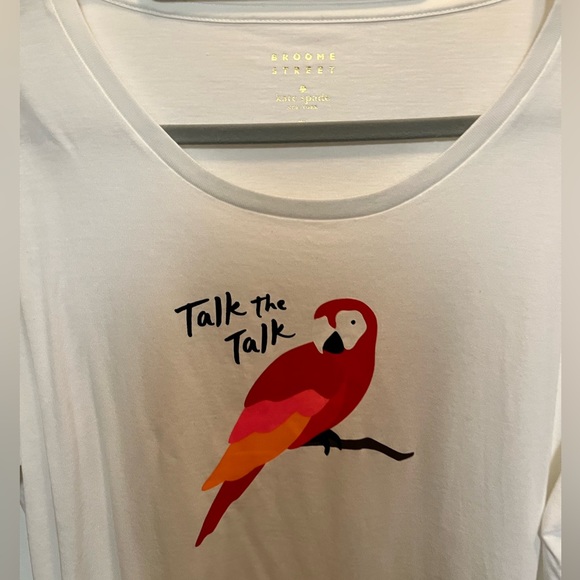 🟡KATE SPADE BROOME STREET PRE-LOVED AUTHENTIC WHITE & RED PARROT COTTON TSHIRT - Picture 3 of 17